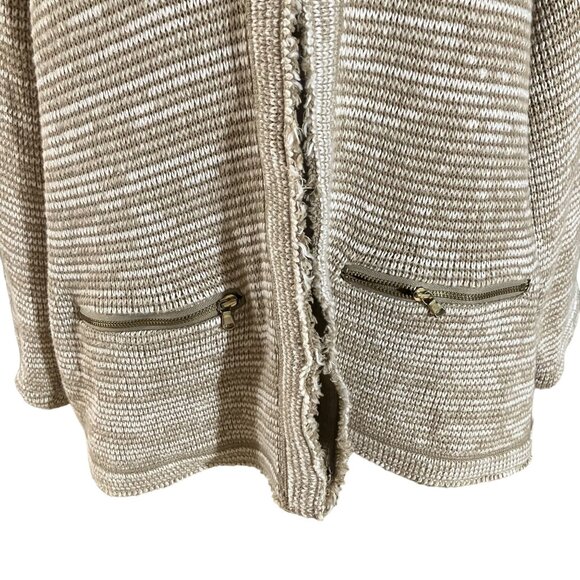 Style & Co Cozy Open Front Jacket With Pockets & Zipper Details Beige Sweater Si - Picture 2 of 4